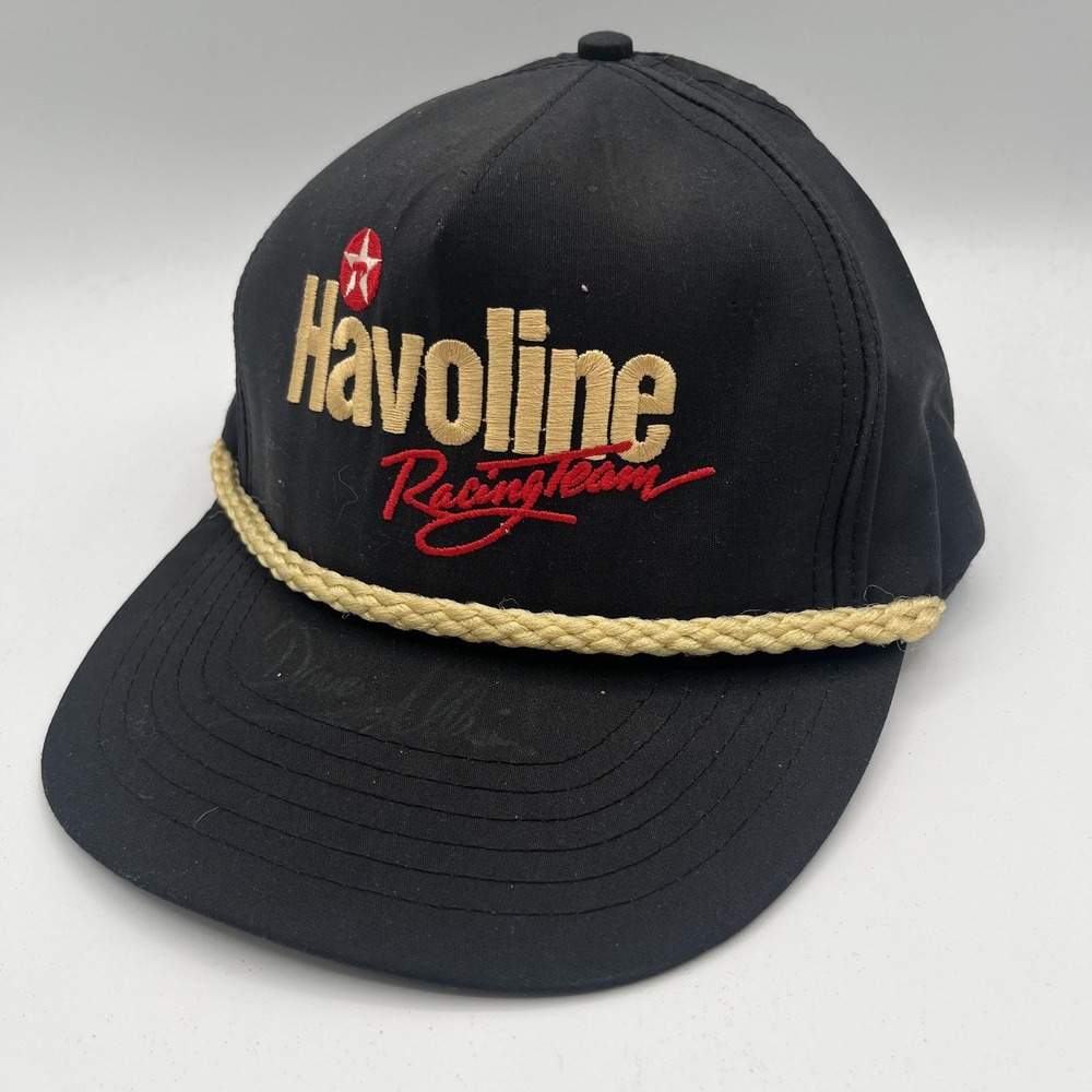 Havoline Racing Team‎ Hat Cap Snap Davey Allison Autographed Rope NASCAR Vintage